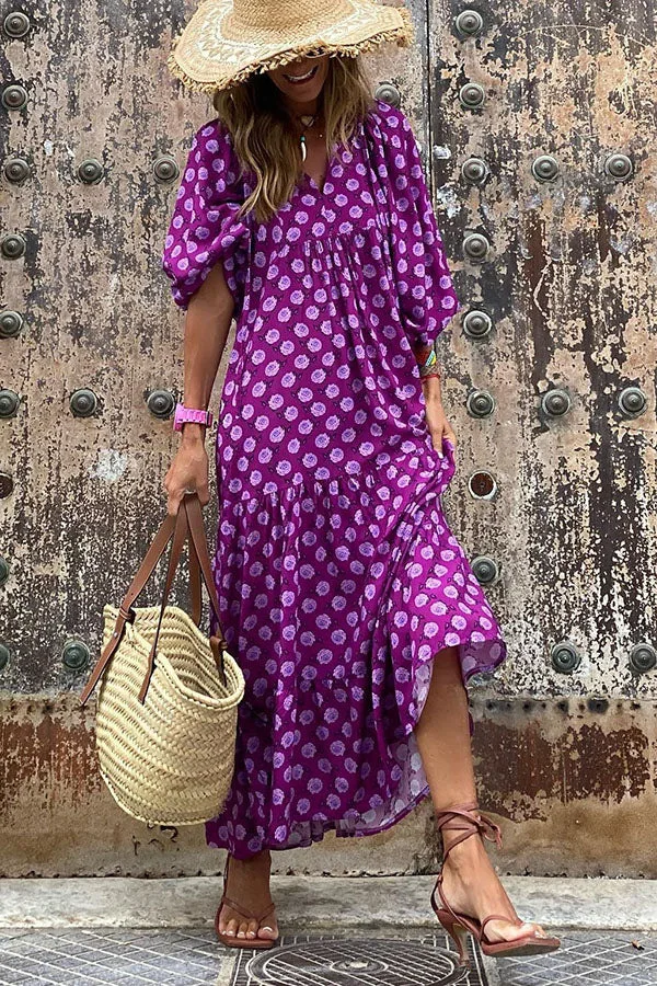 Fashion Women Print Dress Summer Loose Boho Dress Casual Elegant Short Sleeve Beach Party Dresses For Woman Robe Femme 2023 New