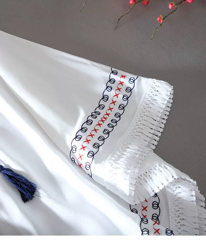 Summer Dress 2022 Fashion Floral Embroidery Women White Dress Batwing O-Neck Bohemian Casual Boho Dresses Vestidos Clothing