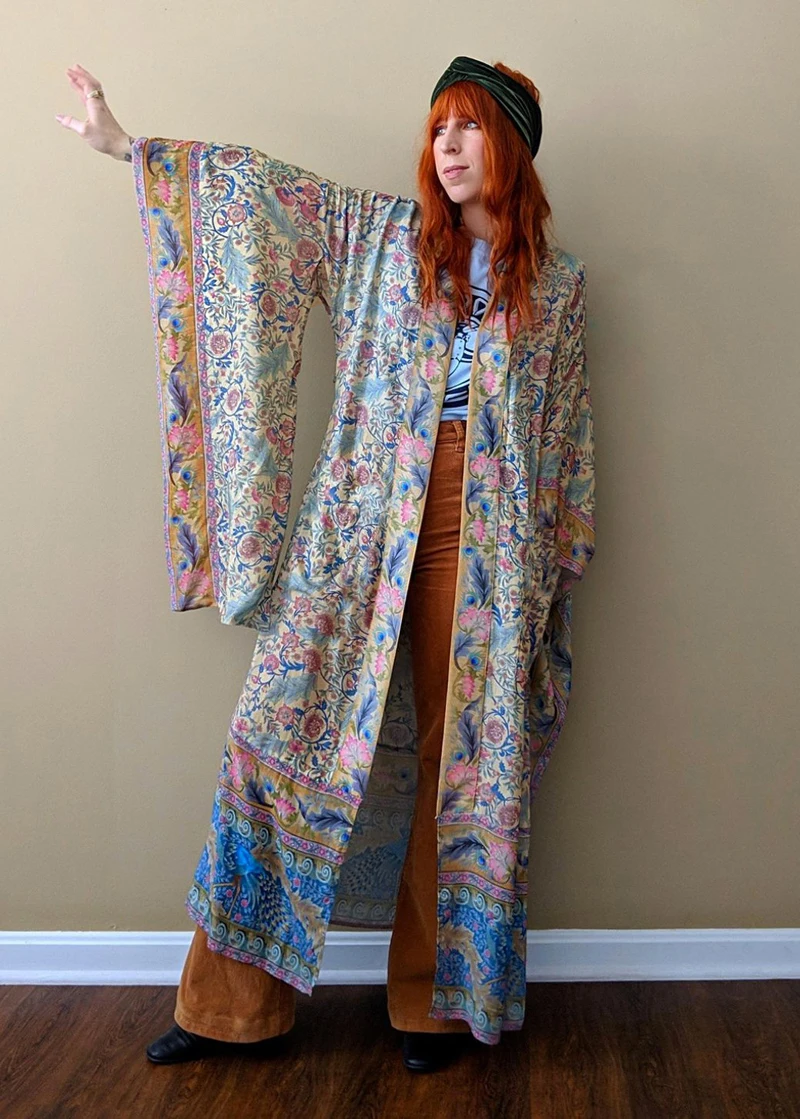 AYUALIN women boho Wrapped dresses rayon floral print kimono sleeve beach wear summer dresses loose long women dresses Vestido