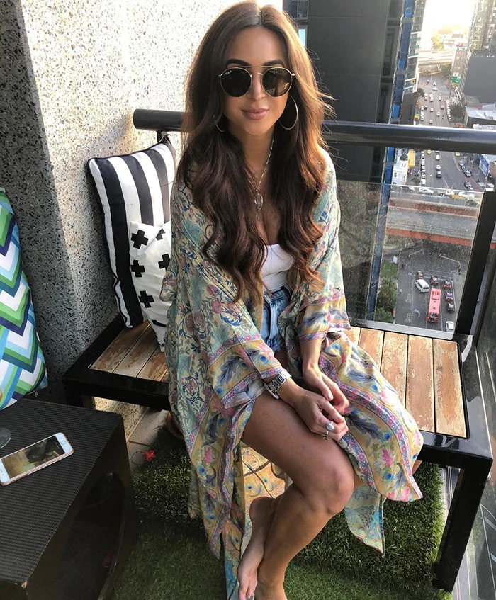 AYUALIN women boho Wrapped dresses rayon floral print kimono sleeve beach wear summer dresses loose long women dresses Vestido