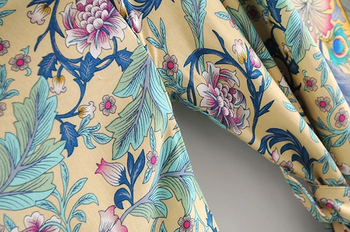 AYUALIN women boho Wrapped dresses rayon floral print kimono sleeve beach wear summer dresses loose long women dresses Vestido