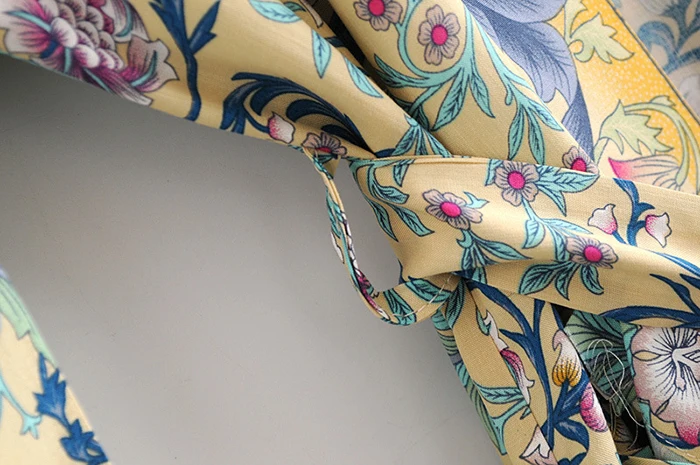AYUALIN women boho Wrapped dresses rayon floral print kimono sleeve beach wear summer dresses loose long women dresses Vestido