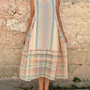 Fashion Print Sleeveless Dress Women Casual Loose O Neck Boho Beach Holiday Dresses Summer Womens Clothing New Robe Femmer 2025