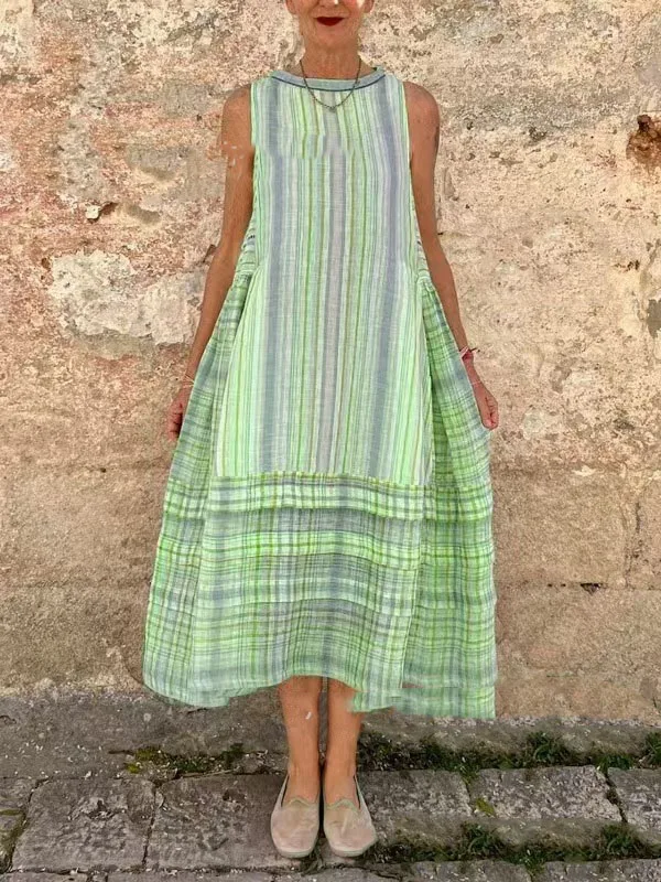 Fashion Print Sleeveless Dress Women Casual Loose O Neck Boho Beach Holiday Dresses Summer Womens Clothing New Robe Femmer 2025