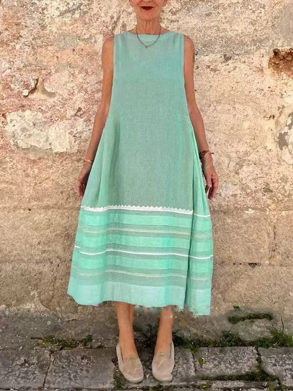 Fashion Print Sleeveless Dress Women Casual Loose O Neck Boho Beach Holiday Dresses Summer Womens Clothing New Robe Femmer 2025