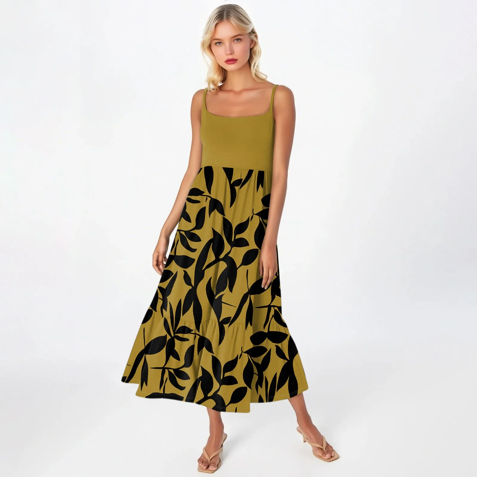 Midi Summer Dresses For Women Maxi Dresses 2025 Colorblock Beach Sundress Casual Dress Teacher Dress Loose Kaftan Vestidos Largo