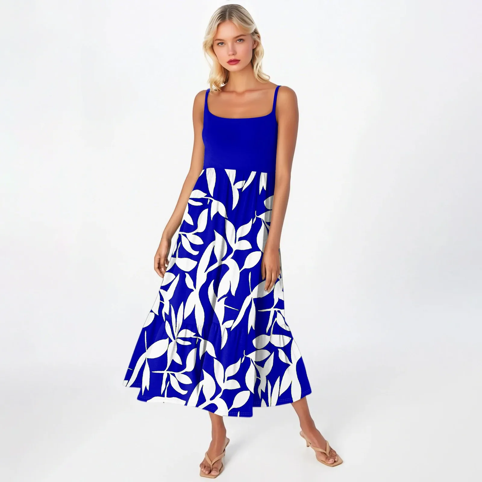 Midi Summer Dresses For Women Maxi Dresses 2025 Colorblock Beach Sundress Casual Dress Teacher Dress Loose Kaftan Vestidos Largo