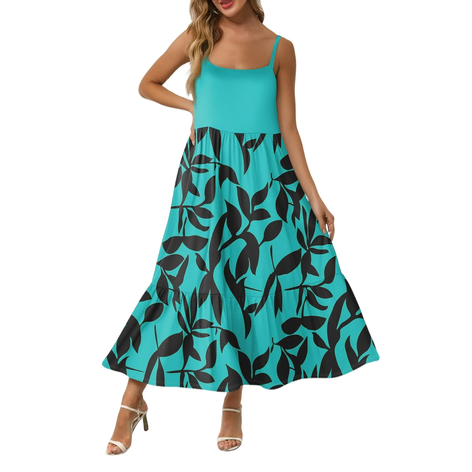 Midi Summer Dresses For Women Maxi Dresses 2025 Colorblock Beach Sundress Casual Dress Teacher Dress Loose Kaftan Vestidos Largo