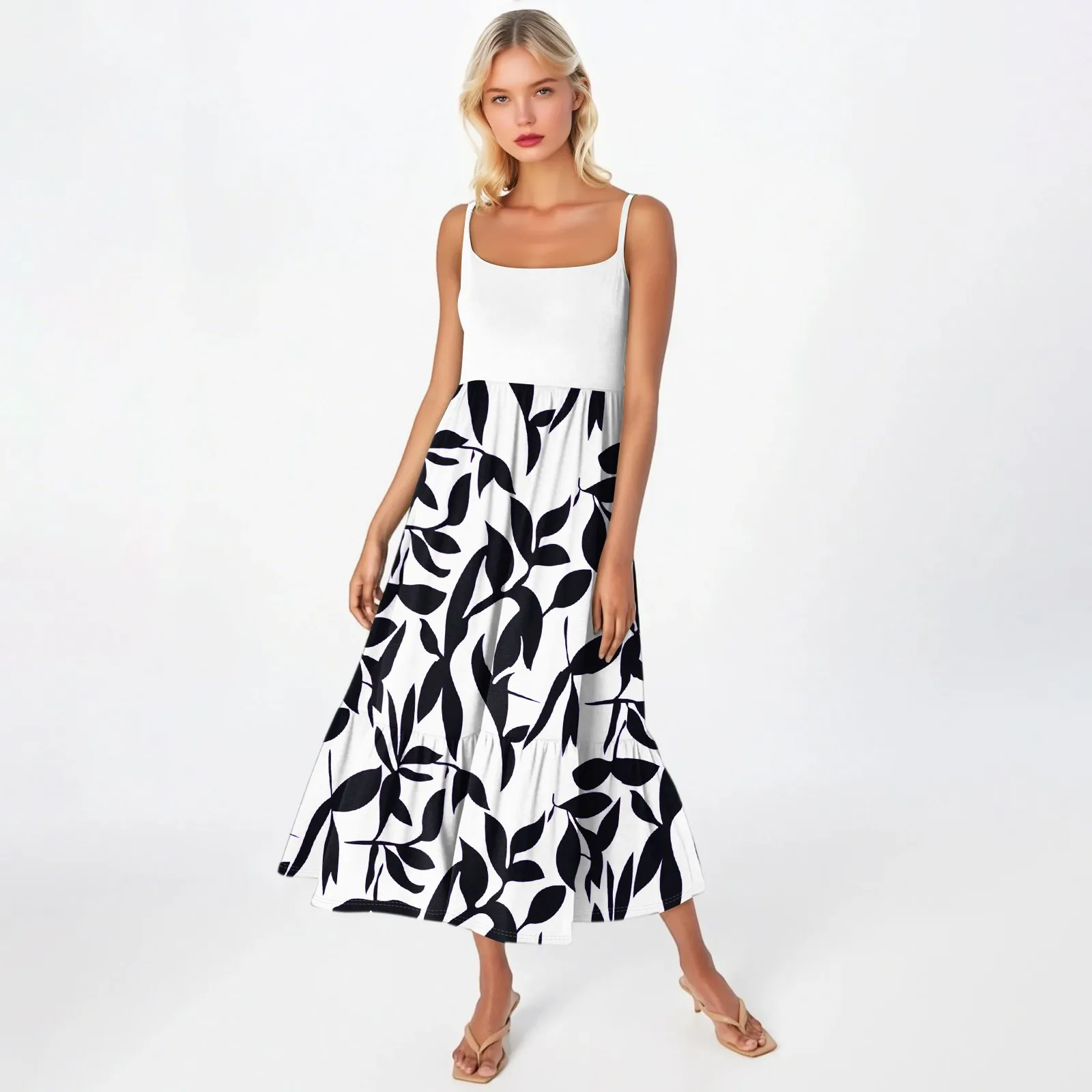 Midi Summer Dresses For Women Maxi Dresses 2025 Colorblock Beach Sundress Casual Dress Teacher Dress Loose Kaftan Vestidos Largo