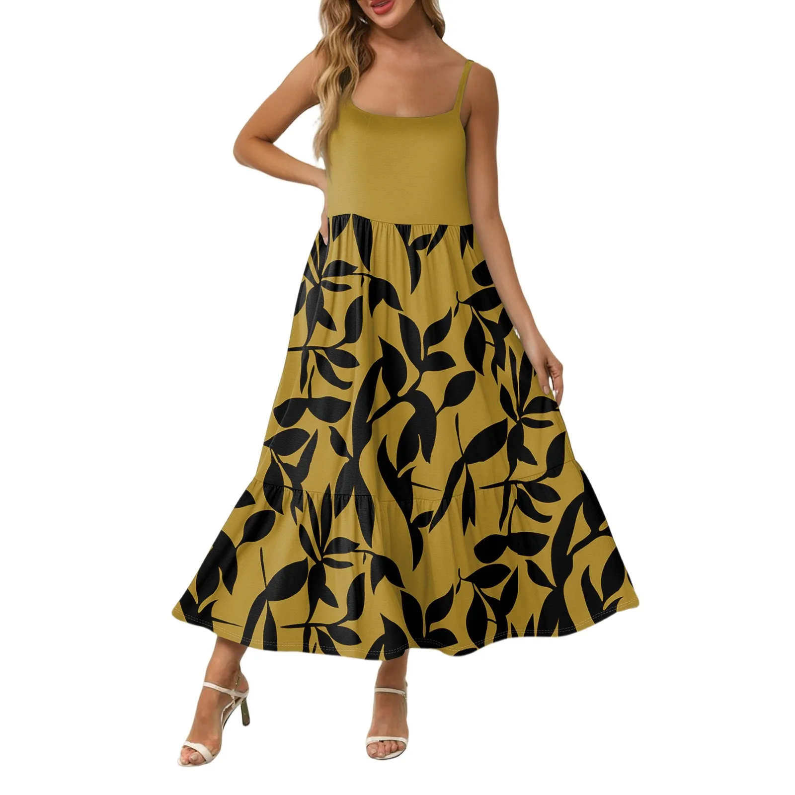 Midi Summer Dresses For Women Maxi Dresses 2025 Colorblock Beach Sundress Casual Dress Teacher Dress Loose Kaftan Vestidos Largo