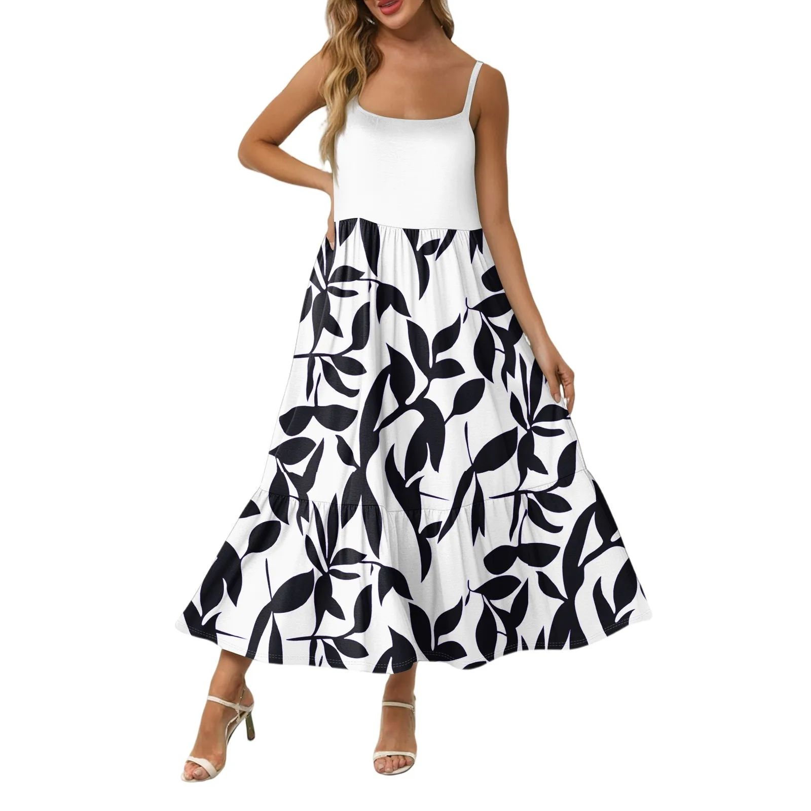 Midi Summer Dresses For Women Maxi Dresses 2025 Colorblock Beach Sundress Casual Dress Teacher Dress Loose Kaftan Vestidos Largo