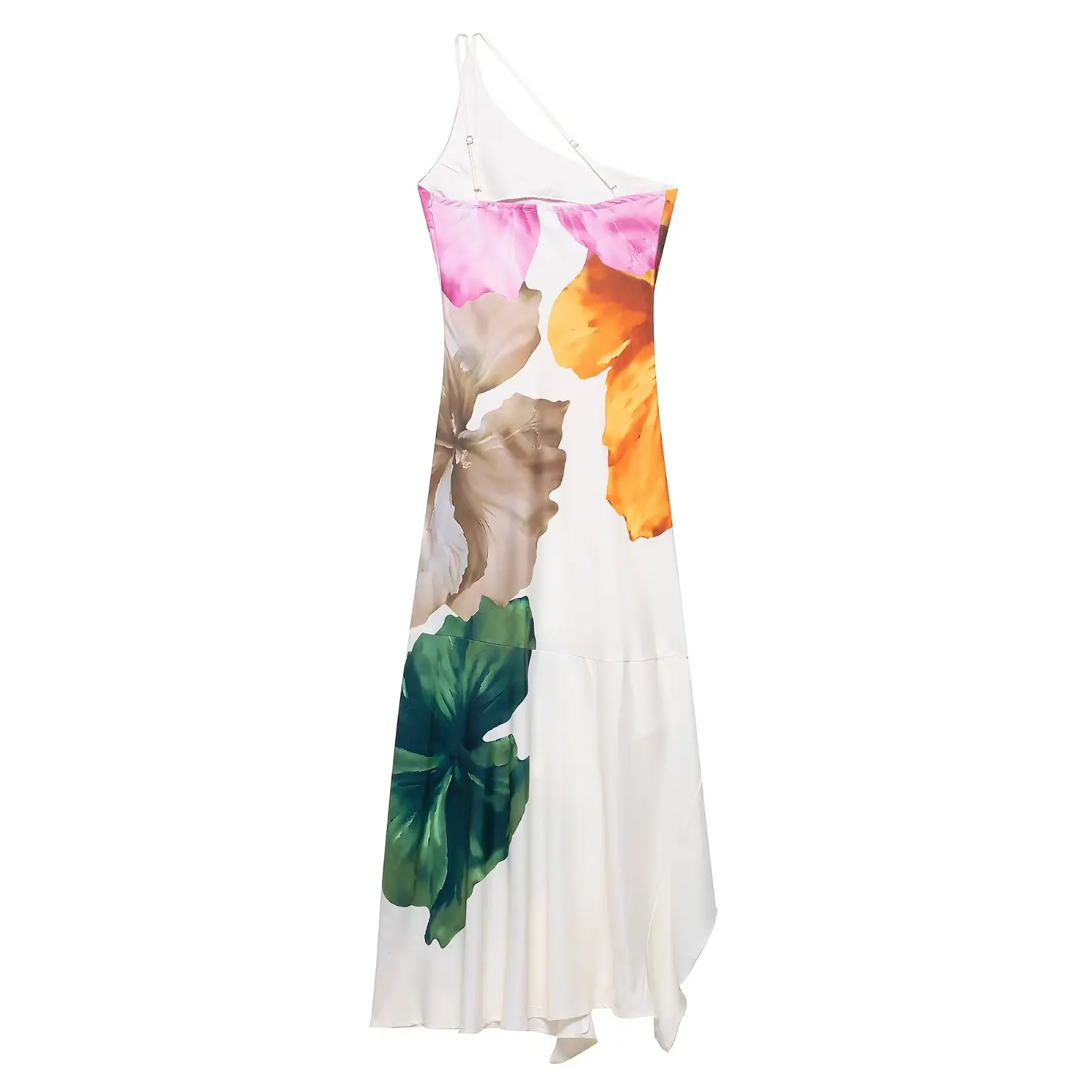 Zevity Women Sexy Single Shoulder Floral Print Slim Long Dress Female Chic Backless Side Zipper Brand Party Vestidos DS9198