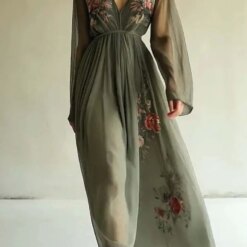 Elegant Spring Summer Long Dress Digital Print Loose Dress