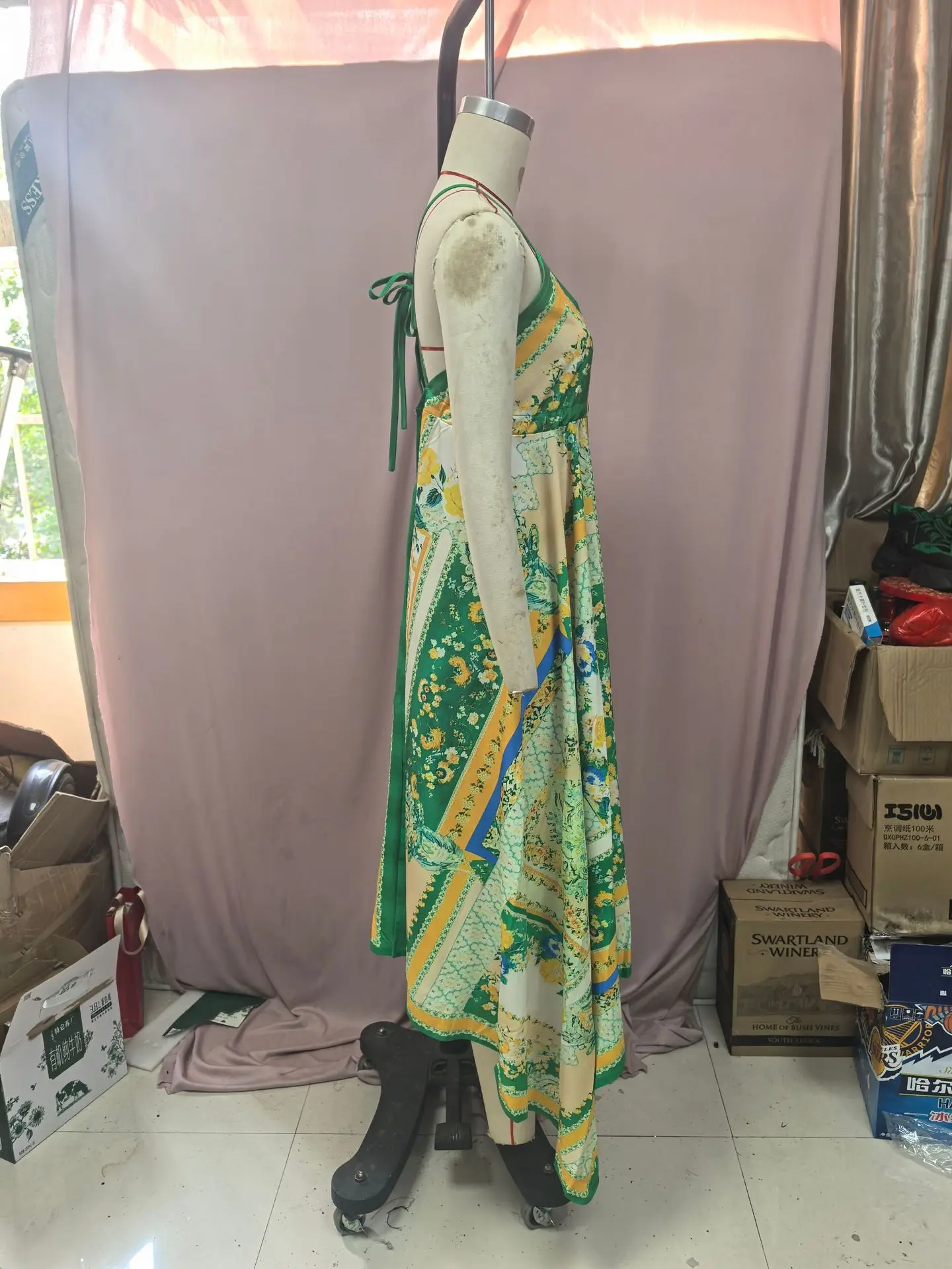 Spring Summer Temperament Elegant Casual Dress Women's Fashion Vacation Style Backless V-neck Suspender Printed Long Swing Dress