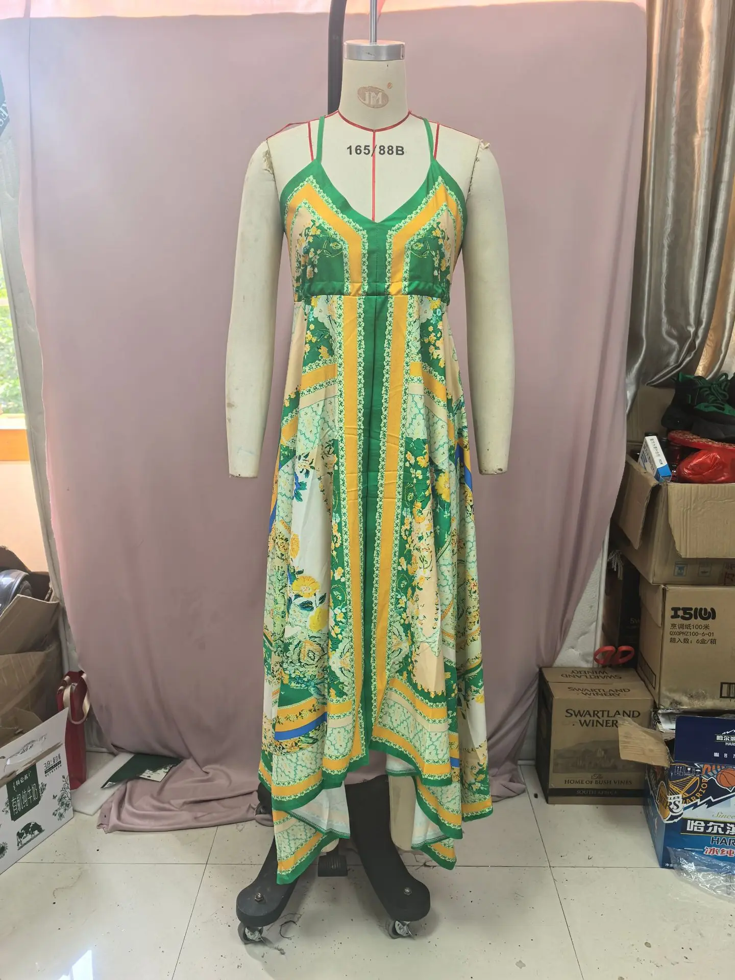 Spring Summer Temperament Elegant Casual Dress Women's Fashion Vacation Style Backless V-neck Suspender Printed Long Swing Dress