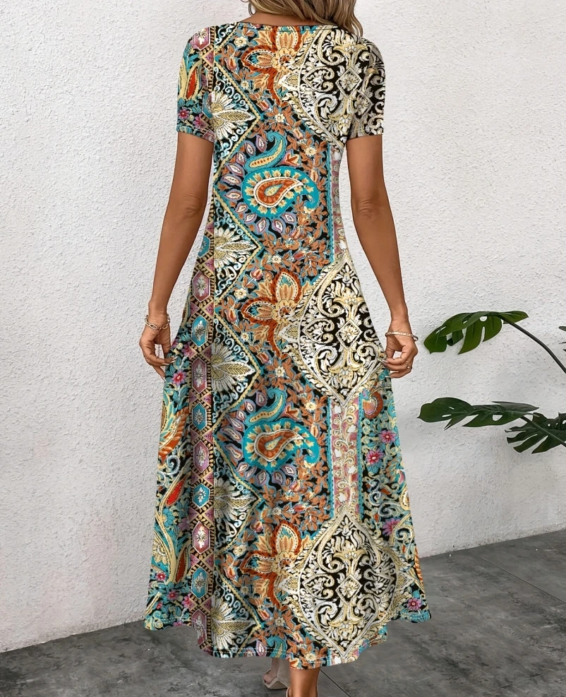 Fashion Elegant Women Dress Loose Casual Dress Women Printed Dress New Temperament