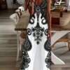 2024 Cross border New Flower Printed V-neck Strap Dress with Exotic Bohemian Vacation Style Elegant Long Style