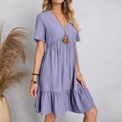 Vintage Solid Elegant Women Dress 2026 Summer Mini Dress