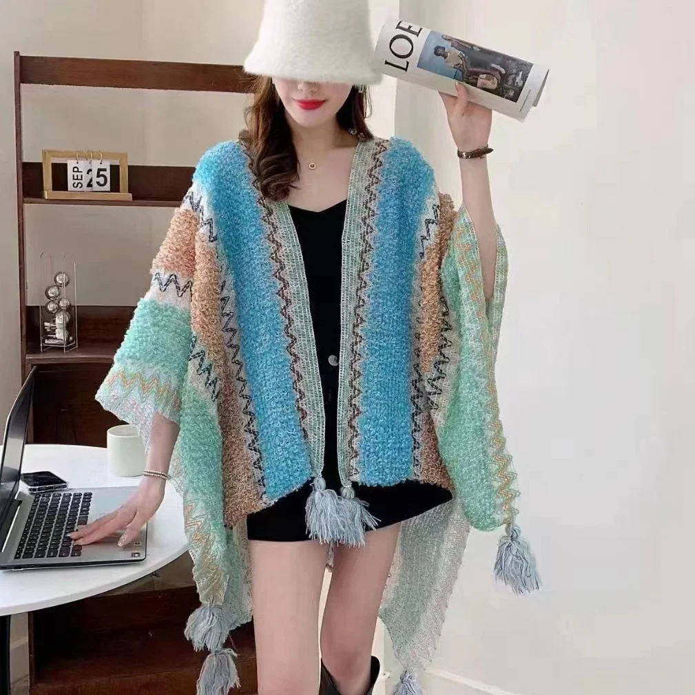Women Knitting Poncho Capes Autumn Winter New Female Bohemian Poncho Cloak Retro Montage Winter Clothing New Cloak