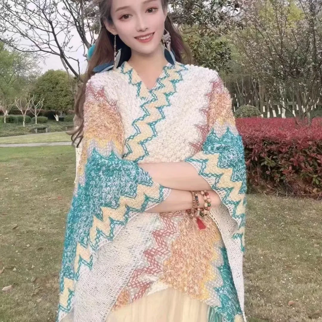 Women Knitting Poncho Capes Autumn Winter New Female Bohemian Poncho Cloak Retro Montage Winter Clothing New Cloak