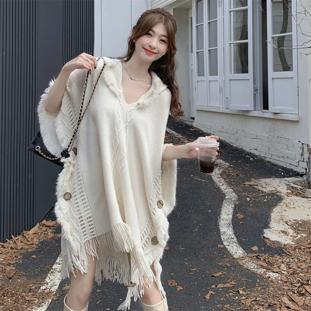 Women Knitting Poncho Capes Autumn Winter New Female Bohemian Poncho Cloak Retro Montage Winter Clothing New Cloak