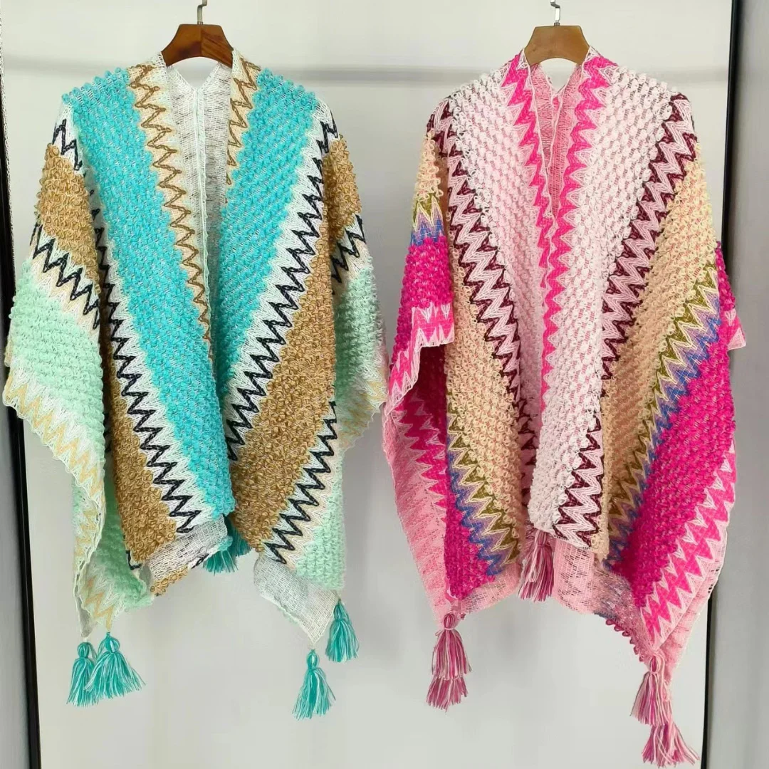 Women Knitting Poncho Capes Autumn Winter New Female Bohemian Poncho Cloak Retro Montage Winter Clothing New Cloak