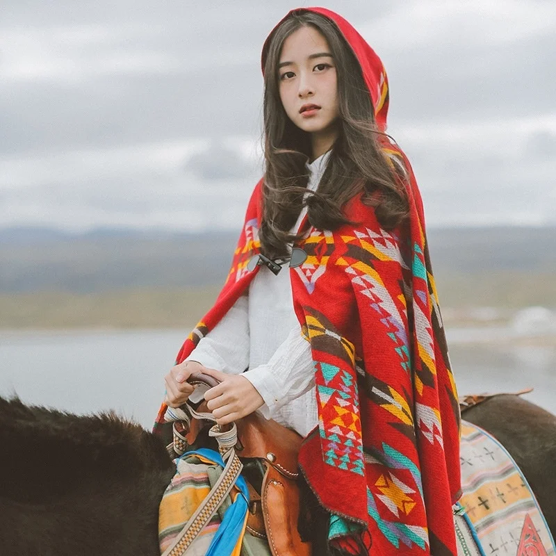 Women Knitting Poncho Capes Autumn Winter New Female Bohemian Poncho Cloak Retro Montage Winter Clothing New Cloak
