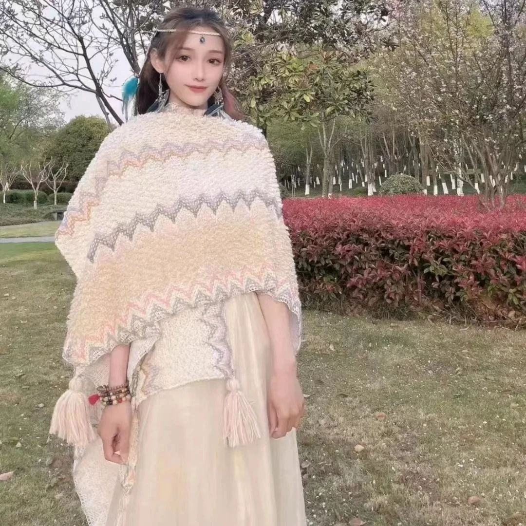 Women Knitting Poncho Capes Autumn Winter New Female Bohemian Poncho Cloak Retro Montage Winter Clothing New Cloak