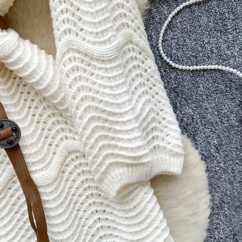 Off Shoulder Tunic Top with Belt Pointelle Knitted Flared Long Sweater Pullovers Woman Jumper Autumn Winter Ladies Boho Outfit