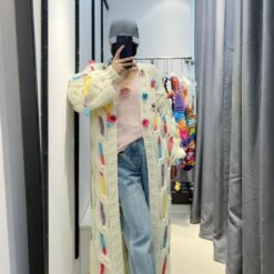 Handmade Cable Colorful Long Cardigan Boho Style Sweater