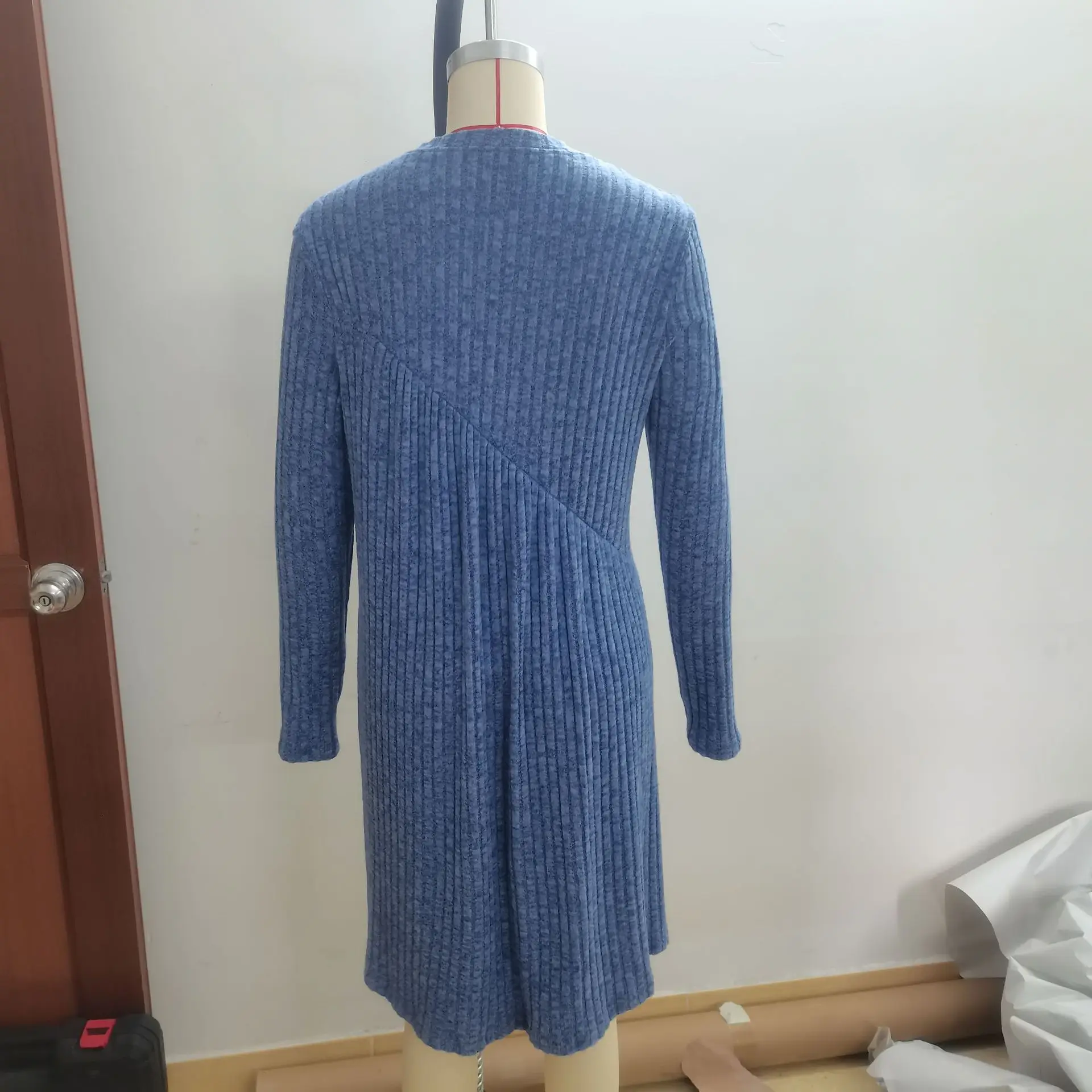 2025 Autumn/Winter Bohemian Irregular Brushed Ribbed Solid Color Dress for Women