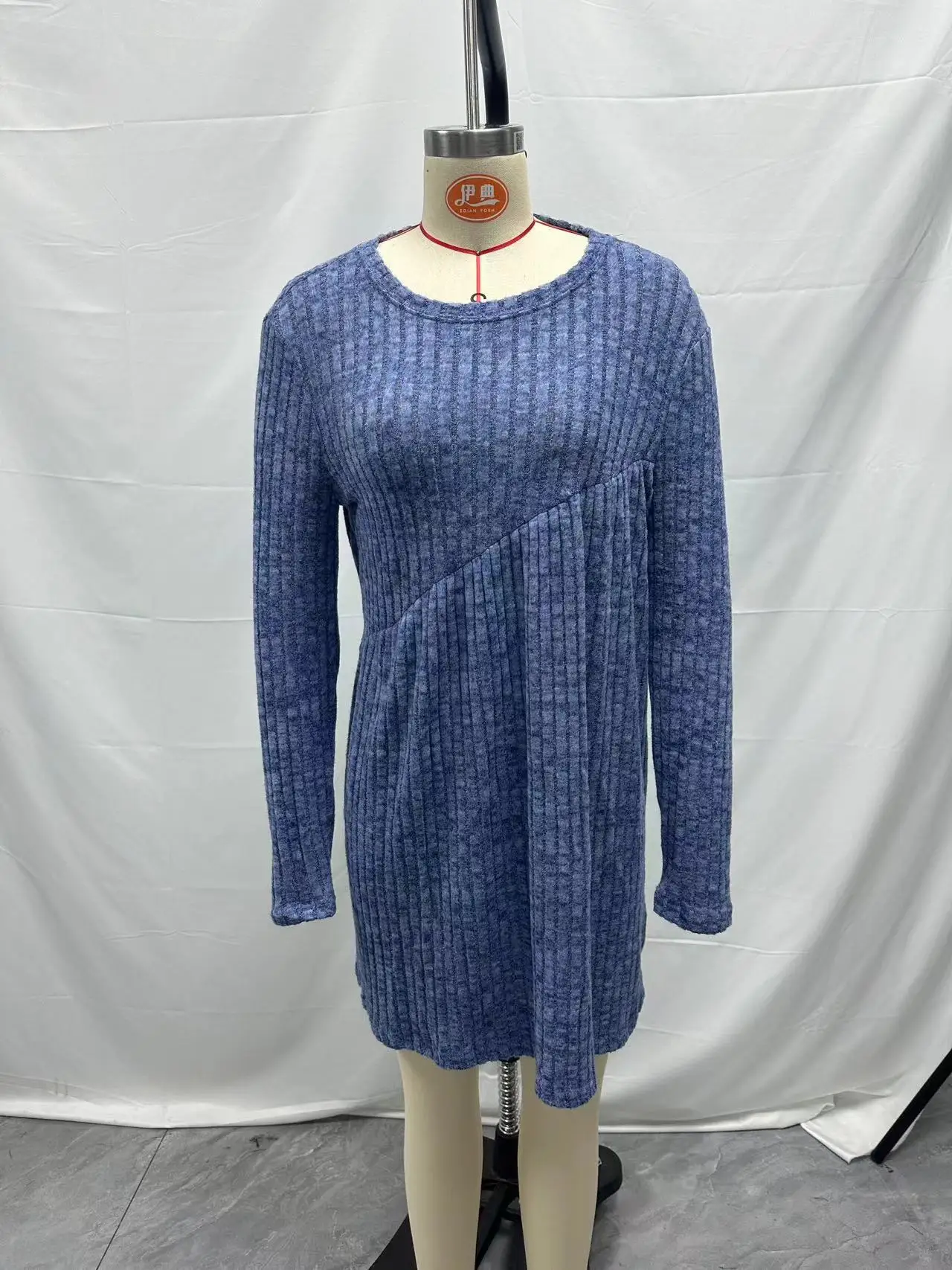 2025 Autumn/Winter Bohemian Irregular Brushed Ribbed Solid Color Dress for Women