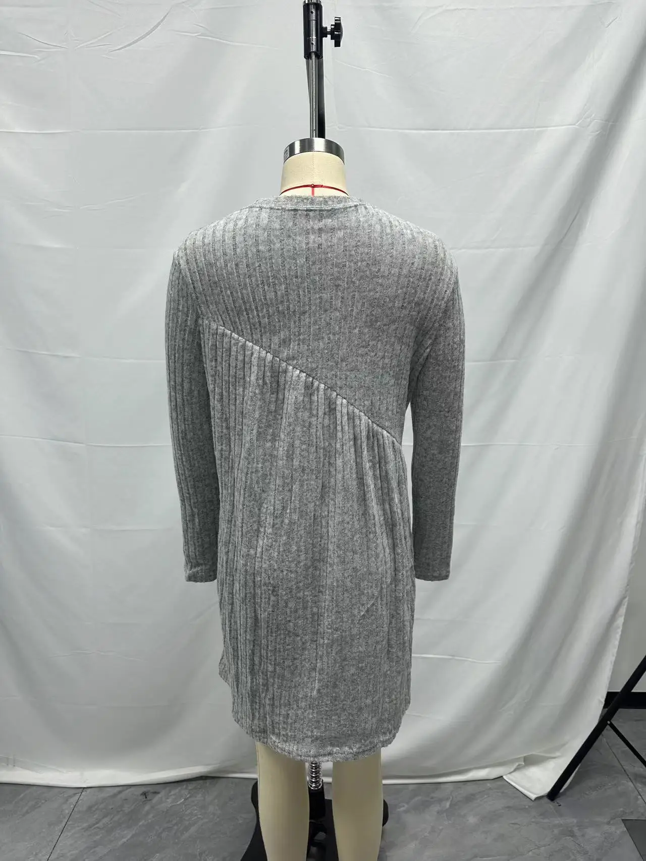 2025 Autumn/Winter Bohemian Irregular Brushed Ribbed Solid Color Dress for Women