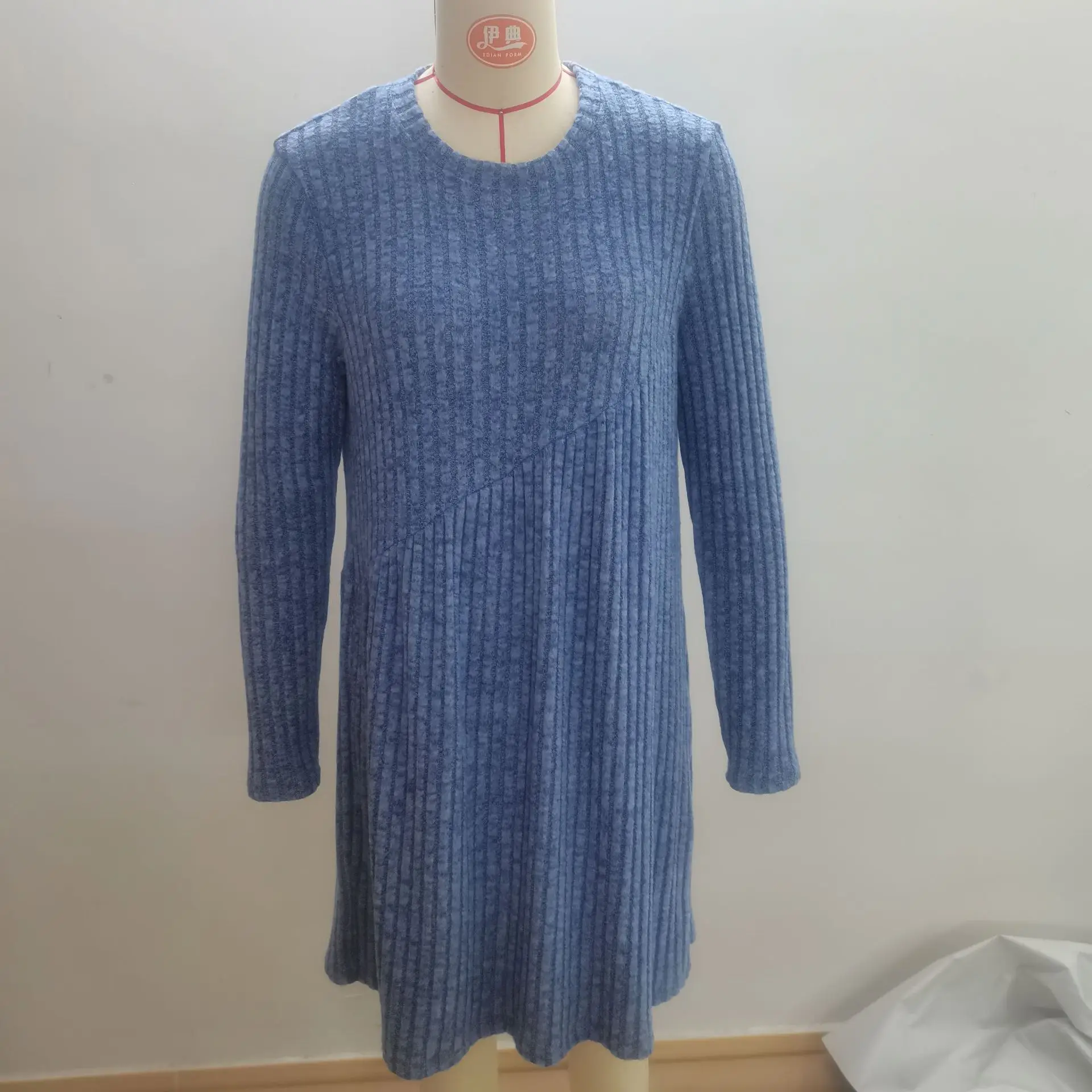 2025 Autumn/Winter Bohemian Irregular Brushed Ribbed Solid Color Dress for Women