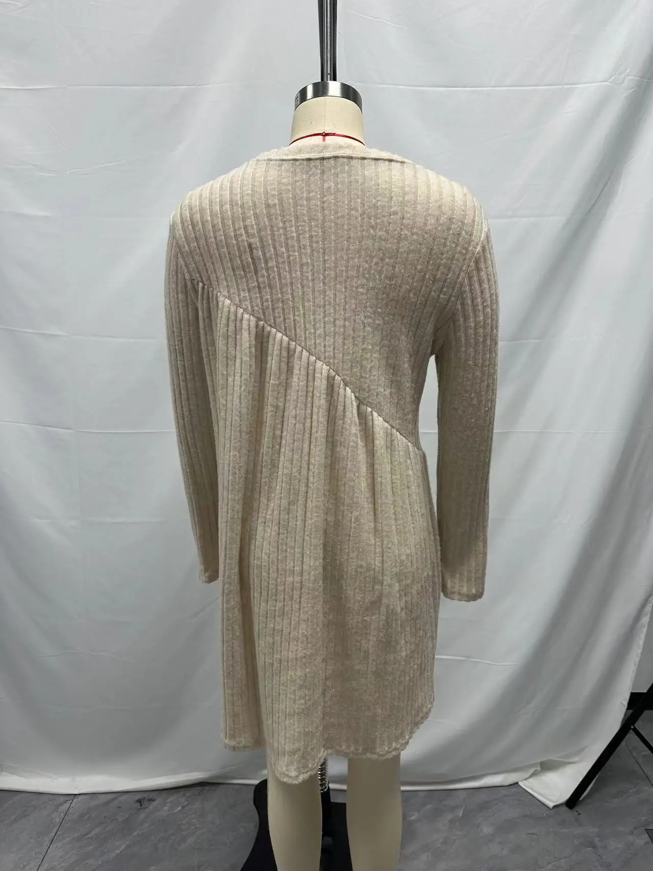 2025 Autumn/Winter Bohemian Irregular Brushed Ribbed Solid Color Dress for Women