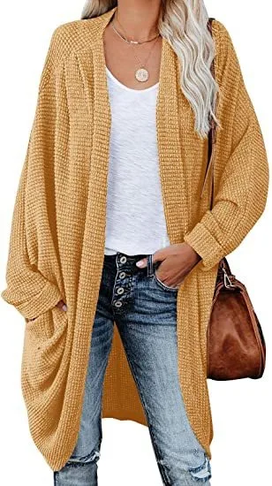 Boho Cardigan Long Sleeve Sweater Knit Sweater Cardigan Jacket Long Sweater Loose Version Pocket Sweater Jacket