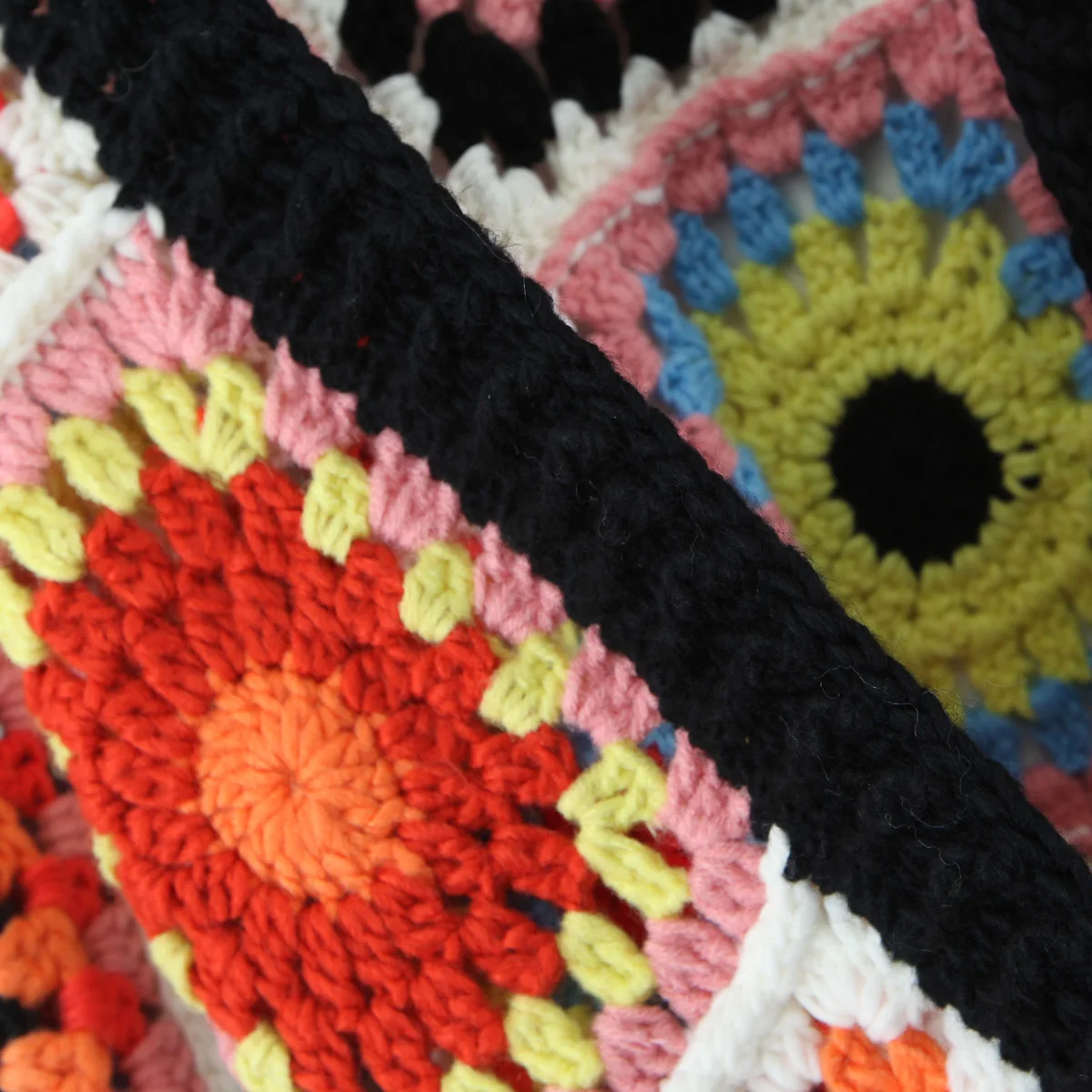 BOHO Geometric Plaid Hand Made Crochet Cardigan Woman V neck Long sleeve Sweater Open Stitching Knitwear Jumper Holiday