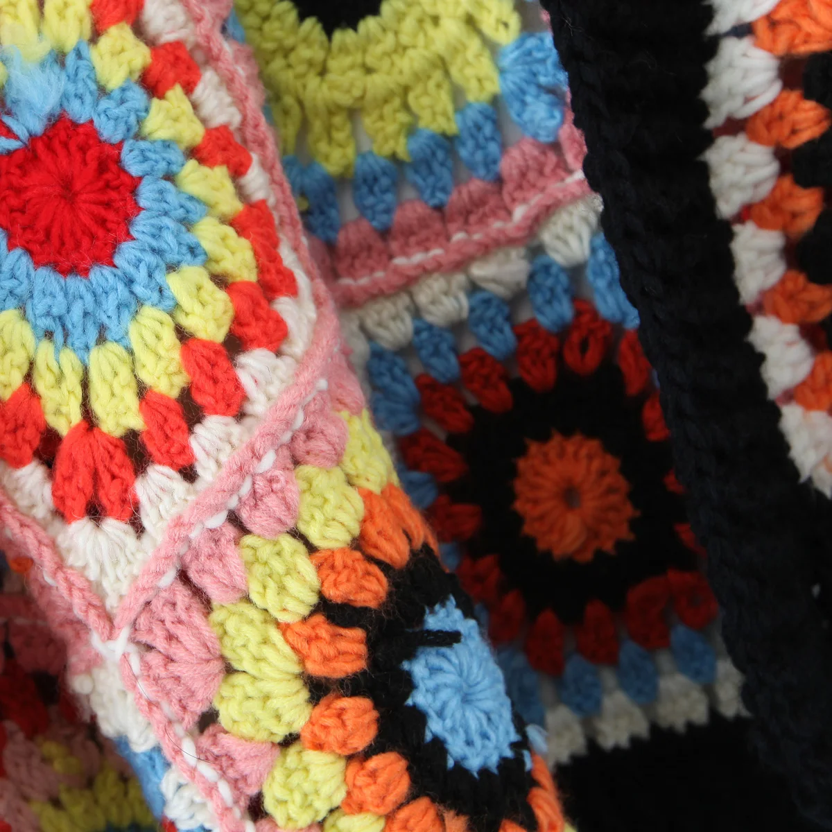 BOHO Geometric Plaid Hand Made Crochet Cardigan Woman V neck Long sleeve Sweater Open Stitching Knitwear Jumper Holiday