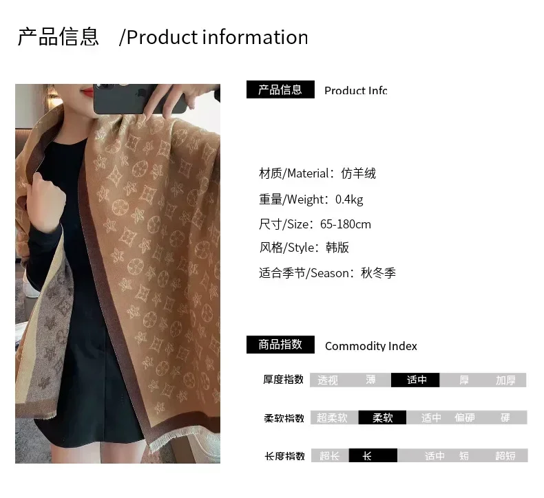 New Design Bohemian Style Cashmere Scarf for Women New Autumn and Winter Outerwear Shawl for Warmth and Thickened Scarf