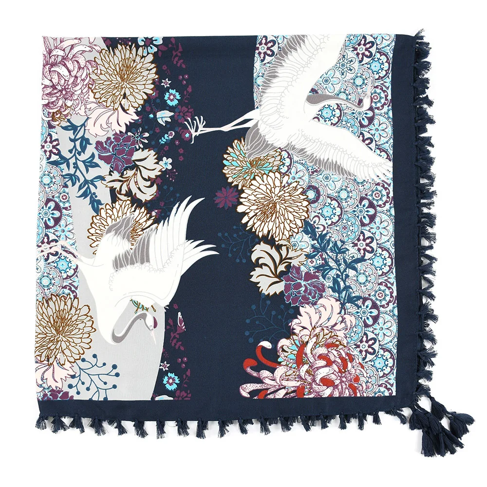 Bohemian Scarf Women Winter Wrap Shawl Retro Floral Tassel Female Scarf Big Square Scarf Cotton Foulard Handkerchief
