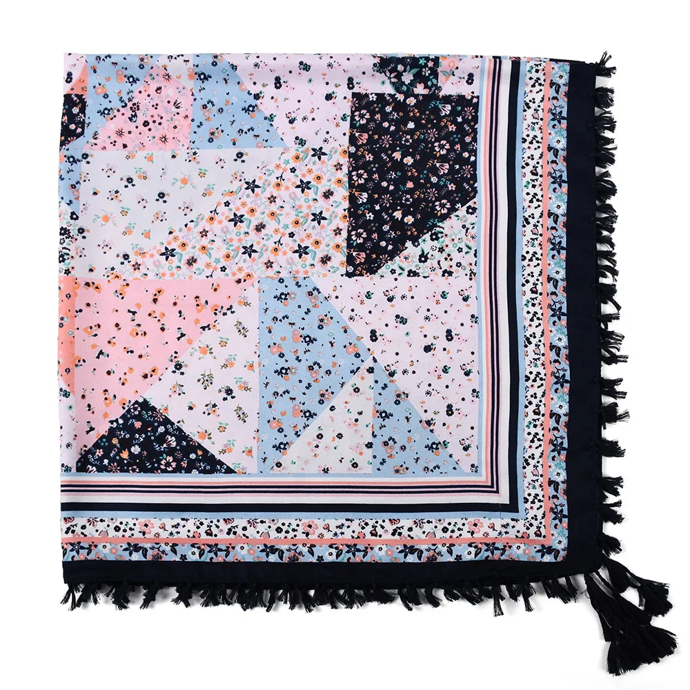 Bohemian Scarf Women Winter Wrap Shawl Retro Floral Tassel Female Scarf Big Square Scarf Cotton Foulard Handkerchief