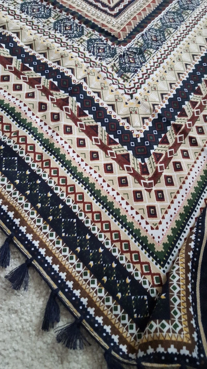 Big Square Handkerchief Boho Cotton Tassel Large Beach Russian Women's Scarf Winter Bohemian Floral Neck Wrap 115cm Foulard