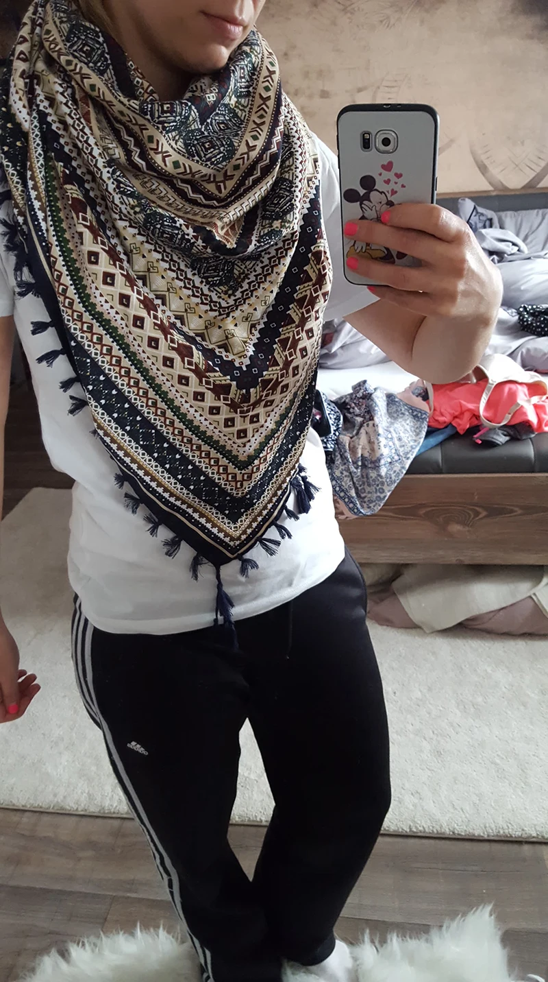 Big Square Handkerchief Boho Cotton Tassel Large Beach Russian Women's Scarf Winter Bohemian Floral Neck Wrap 115cm Foulard