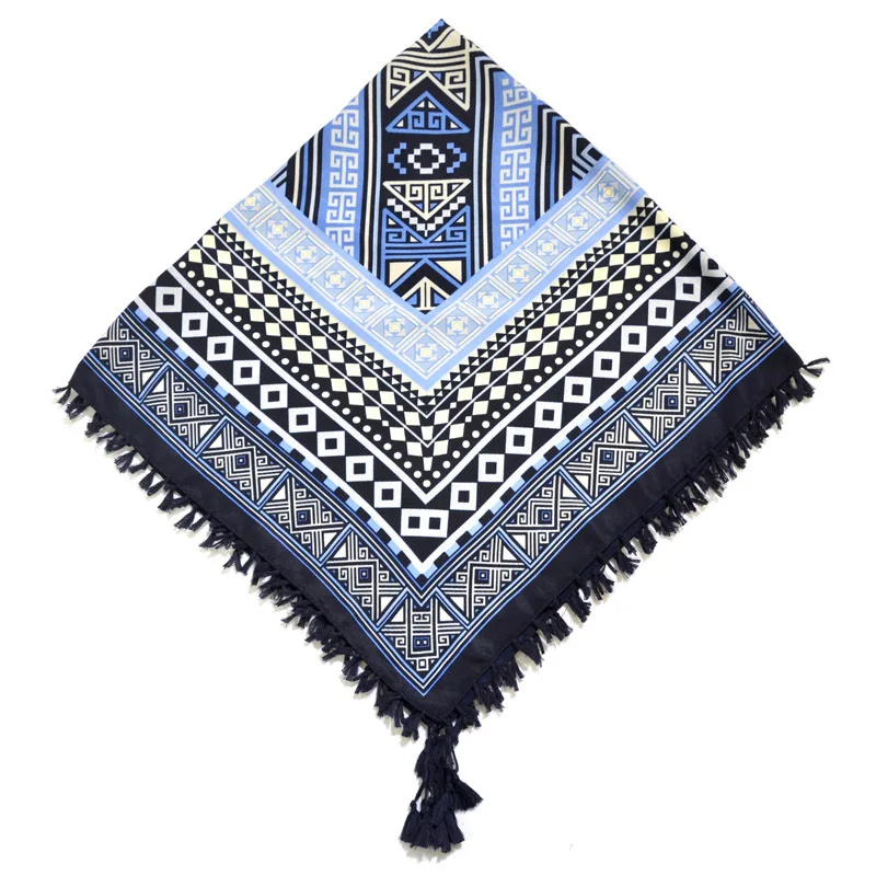 Big Square Handkerchief Boho Cotton Tassel Large Beach Russian Women's Scarf Winter Bohemian Floral Neck Wrap 115cm Foulard