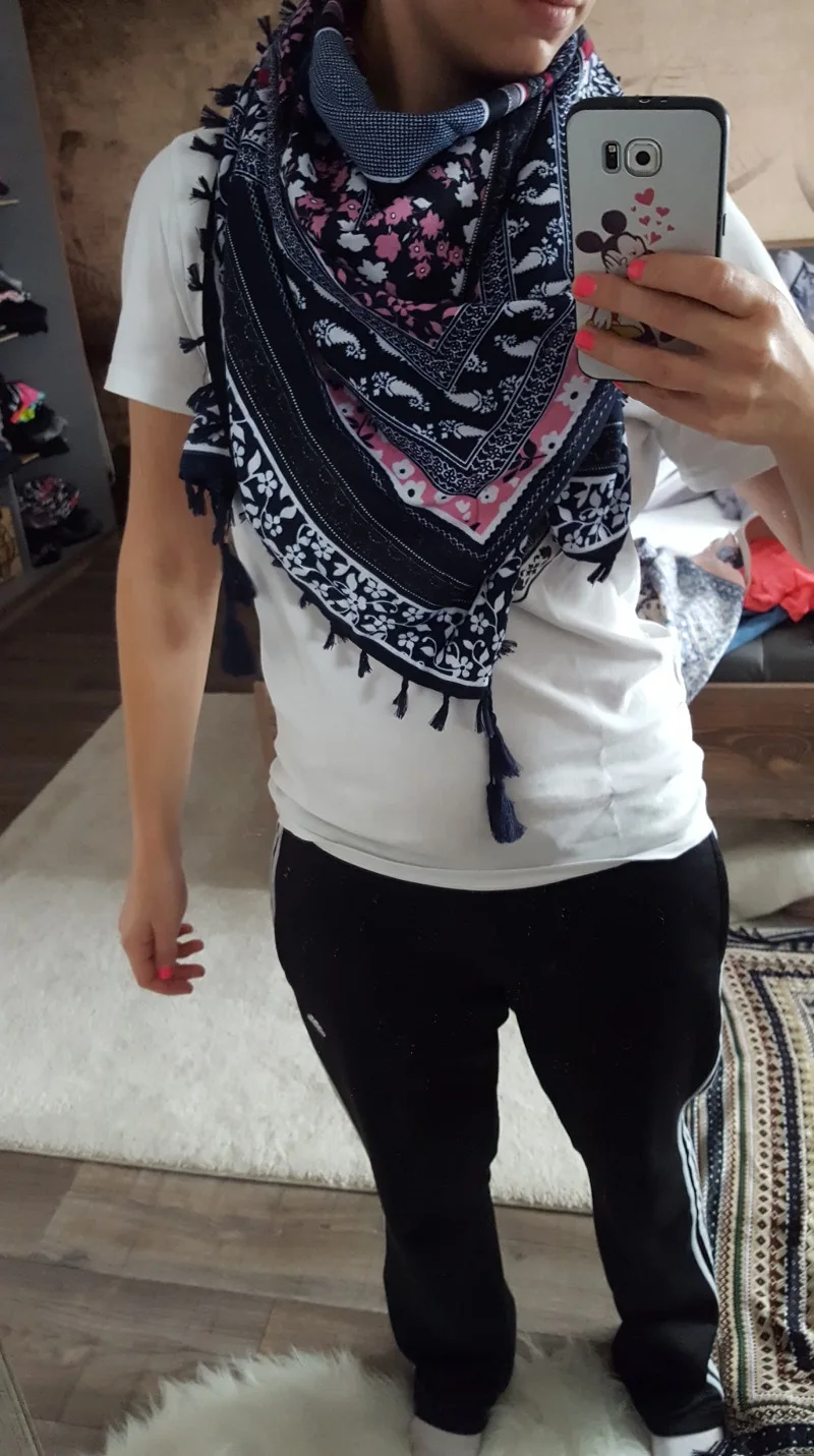 Big Square Handkerchief Boho Cotton Tassel Large Beach Russian Women's Scarf Winter Bohemian Floral Neck Wrap 115cm Foulard