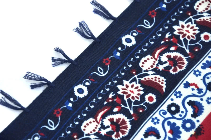 Big Square Handkerchief Boho Cotton Tassel Large Beach Russian Women's Scarf Winter Bohemian Floral Neck Wrap 115cm Foulard