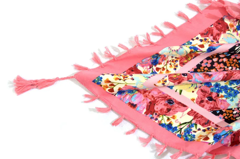 Big Square Handkerchief Boho Cotton Tassel Large Beach Russian Women's Scarf Winter Bohemian Floral Neck Wrap 115cm Foulard