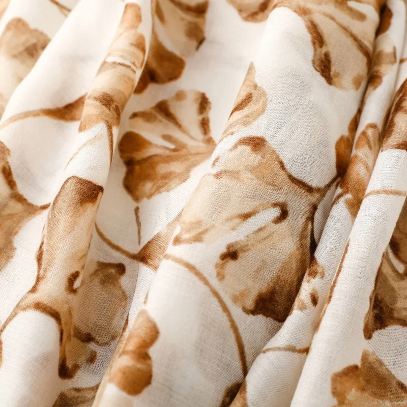 New Luxury Maple Leaf Print Women Long Viscose Scarf Bohemian Autumn and Winter Cotton Linen Shawl Lady Tassel Muslim Hijab Wrap