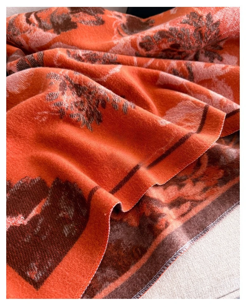 USPOP Elegant Double-Sided Bohemian Shawl Scarf for Women Thick Warm Winter Wrap Soft Cashmere-Like Neck Scarf