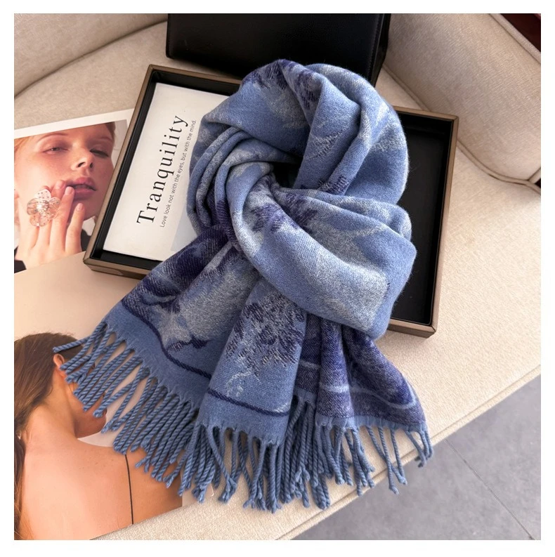 USPOP Elegant Double-Sided Bohemian Shawl Scarf for Women Thick Warm Winter Wrap Soft Cashmere-Like Neck Scarf